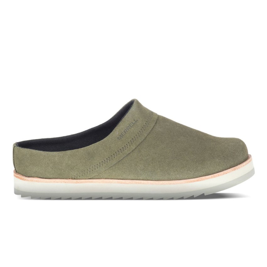 Sabots Merrell Juno Clog Suede Vert Olive Femme | S.U.ZHYS